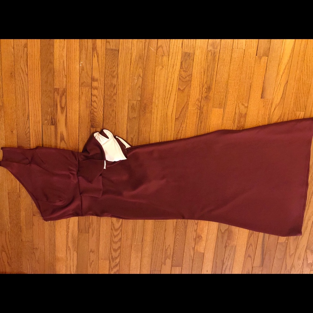 Burgundy Silk Ruffle Gown